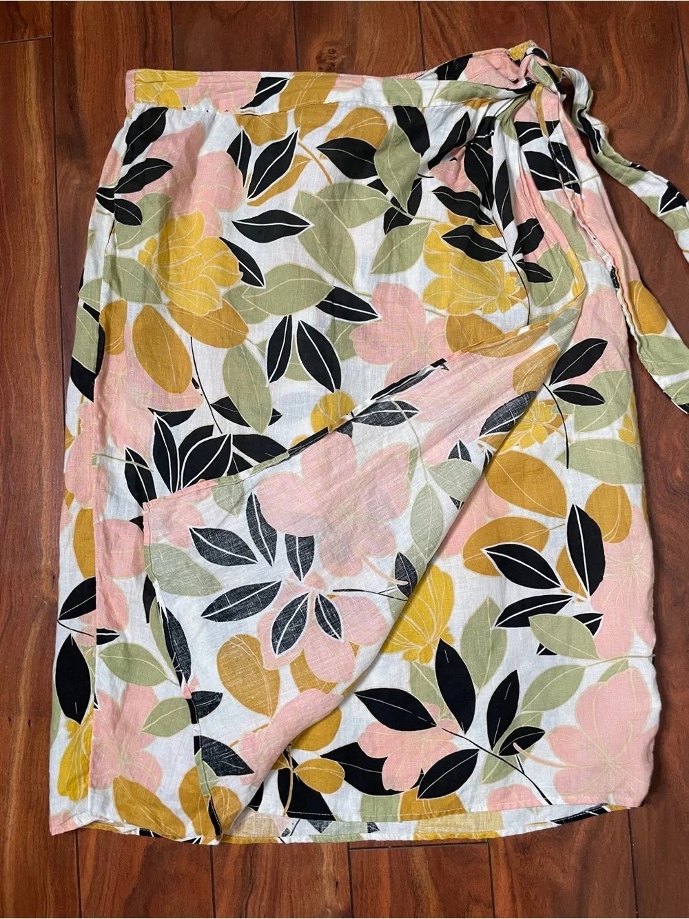 Rachel Zoe Floral Midi Linen Wrap Skirt